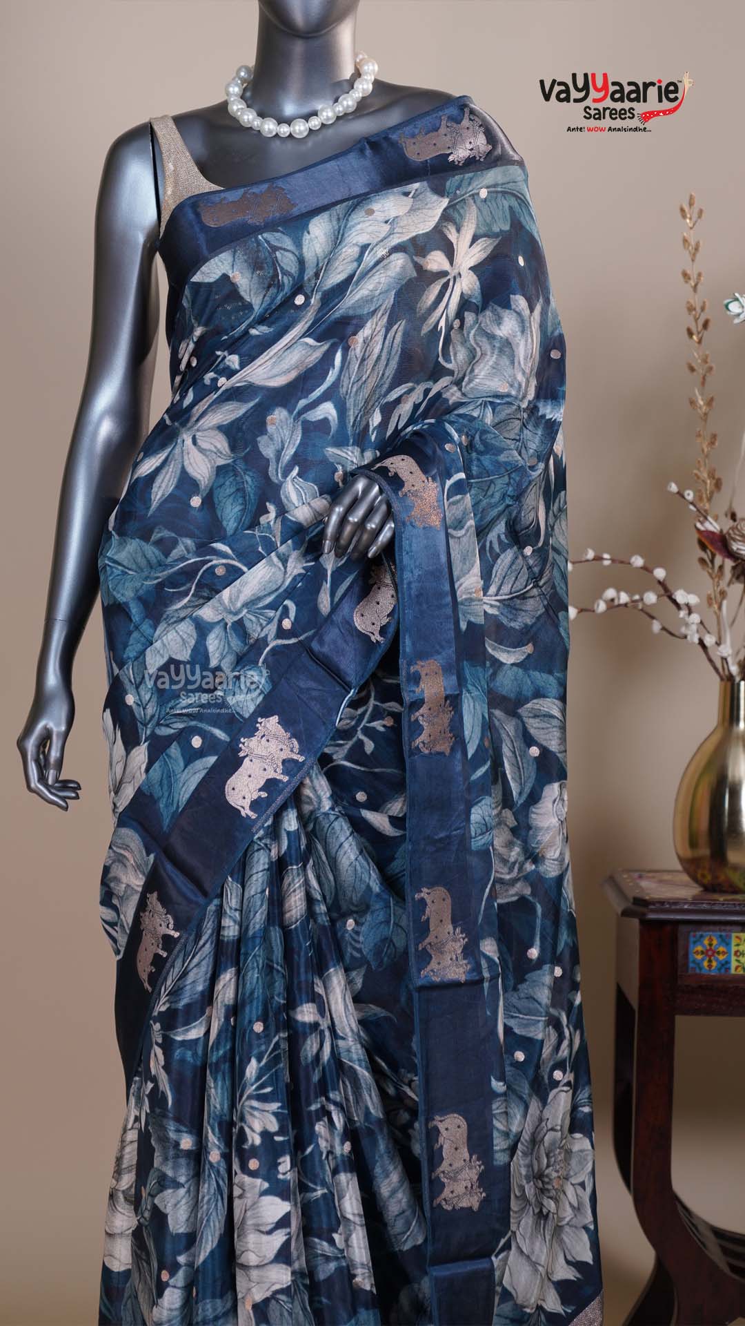 Multi Colour Tissue Fancy Saree for Evening Wear