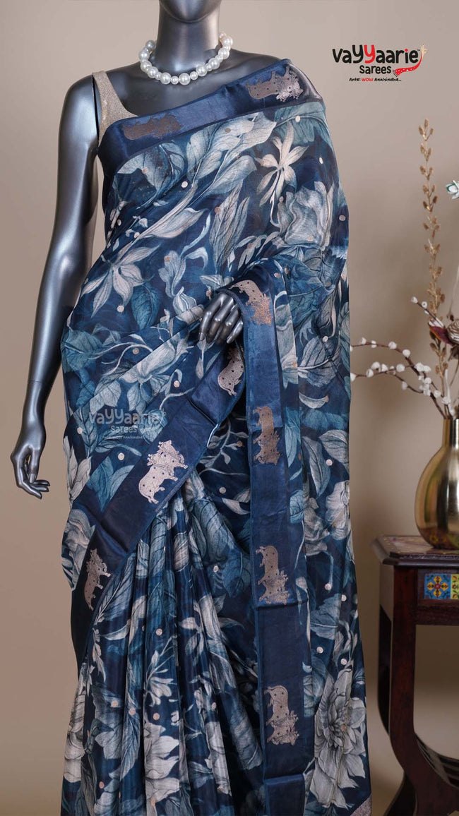 Multi Colour Tissue Fancy Saree for Evening Wear Main Image