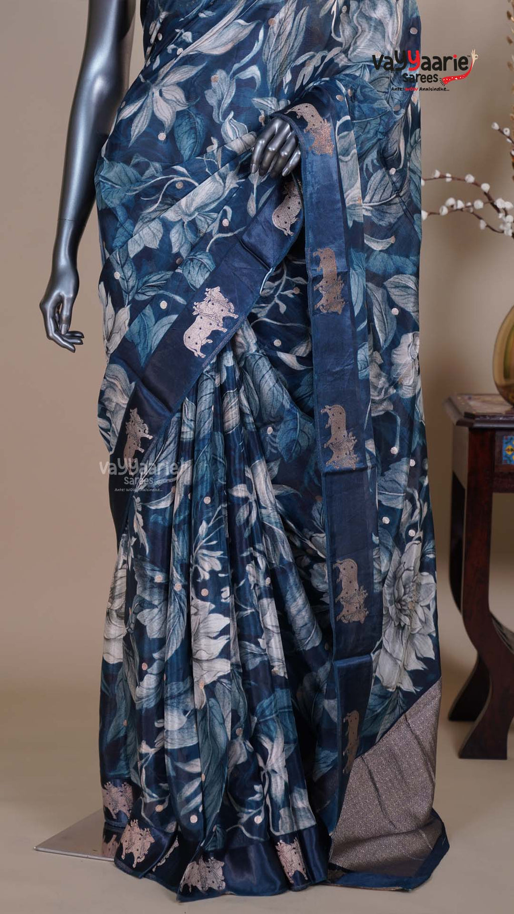 Multi Colour Tissue Fancy Saree for Evening Wear