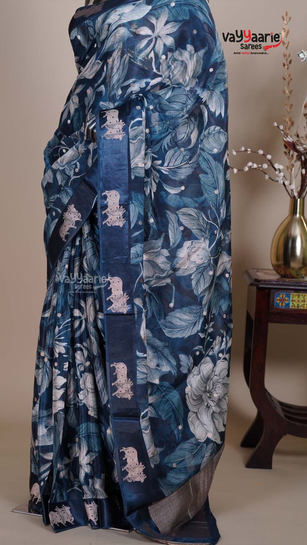 Multi Colour Tissue Fancy Saree for Evening Wear