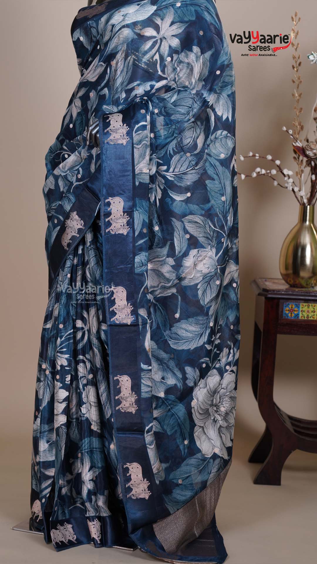 Multi Colour Tissue Fancy Saree for Evening Wear