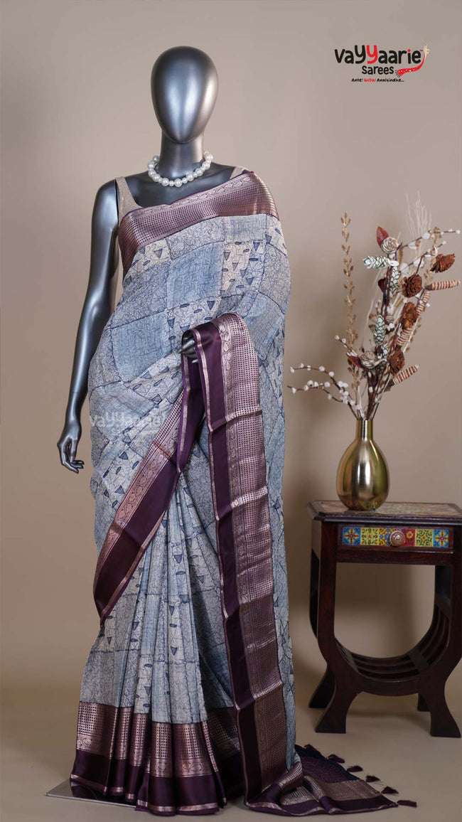 Blue Chiffon Fancy Saree for Ethnic Wear Hover Image