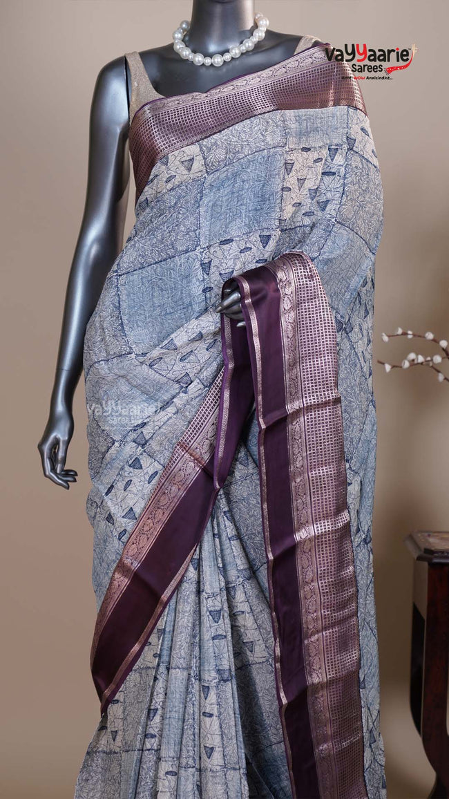 Blue Chiffon Fancy Saree for Ethnic Wear Main Image
