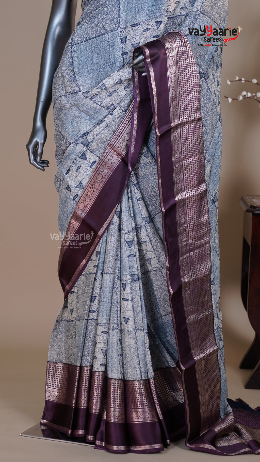 Blue Chiffon Fancy Saree for Ethnic Wear