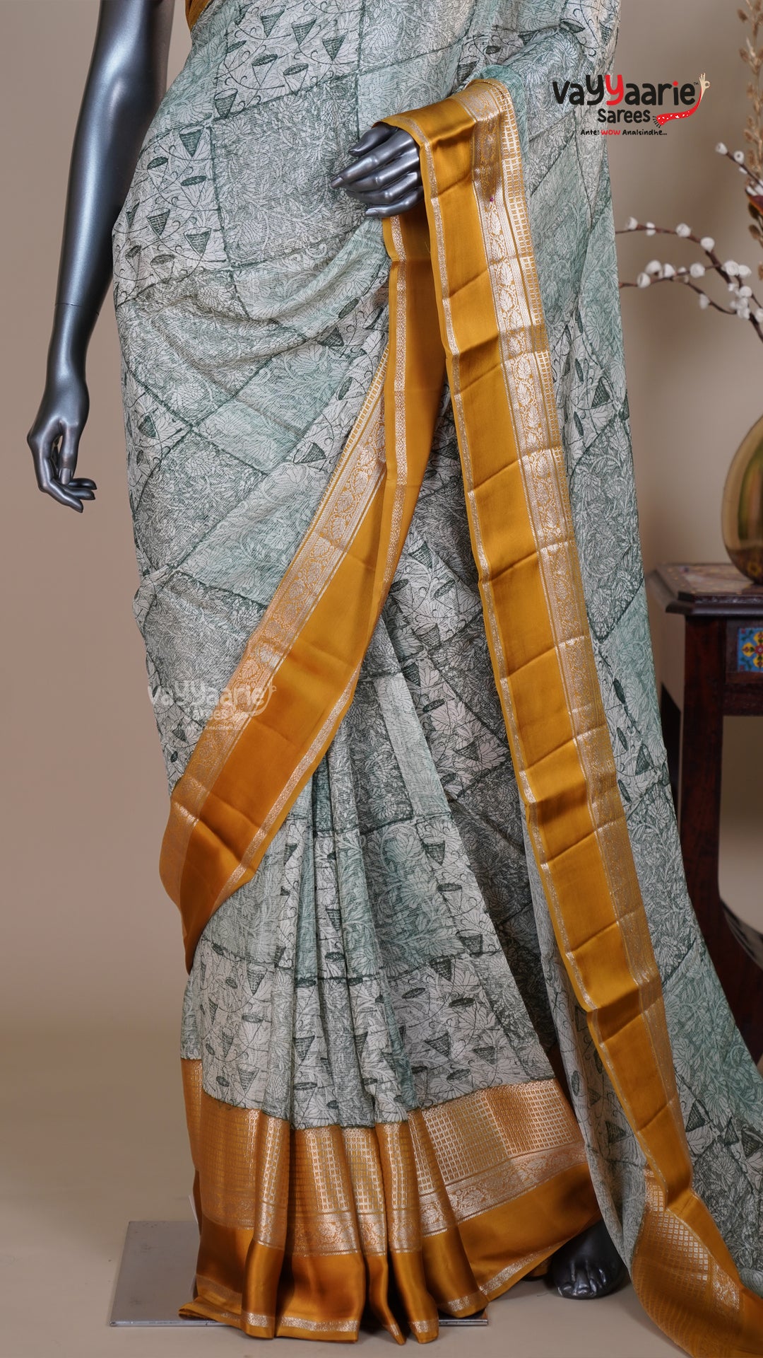 Green Chiffon Fancy Saree for Evening Wear
