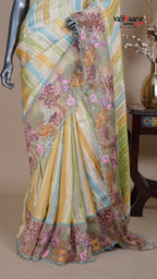 Multi Colour Tissue Fancy Saree for Ethnic Wear