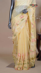 Yellow Linen Silk Handloom Saree for Day Events
