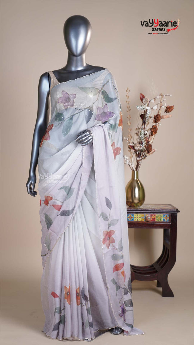 Grey Crush Fancy Saree for Festive Parties Hover Image