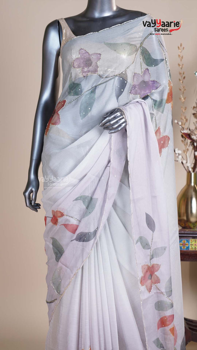 Grey Crush Fancy Saree for Festive Parties Main Image
