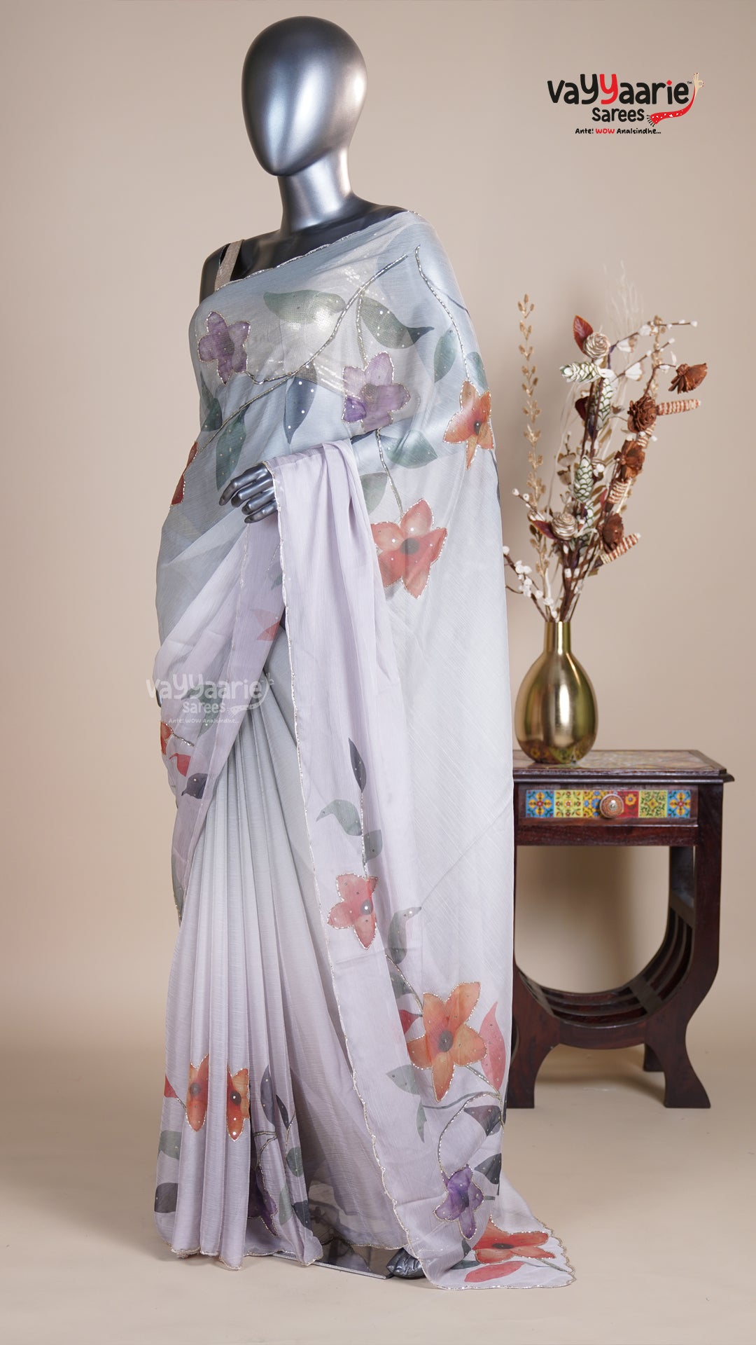Grey Crush Fancy Saree for Festive Parties