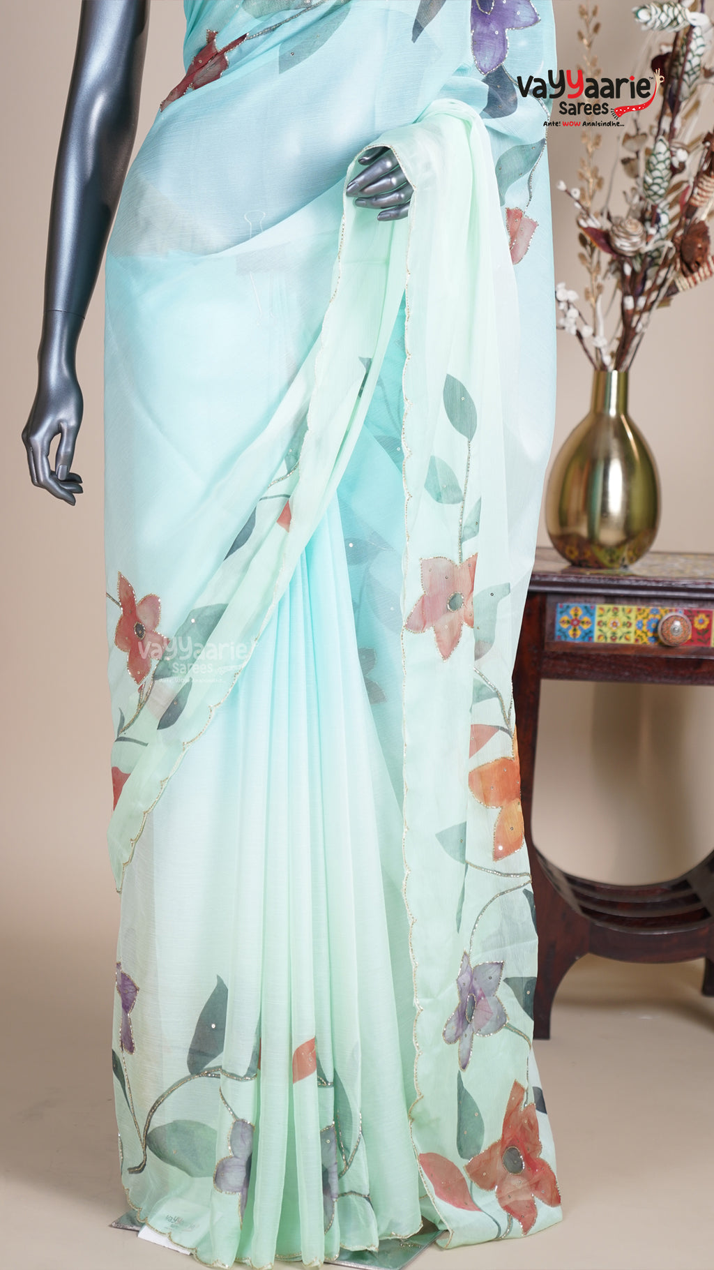 Sea Green Crush Fancy Saree for Everyday Elegance