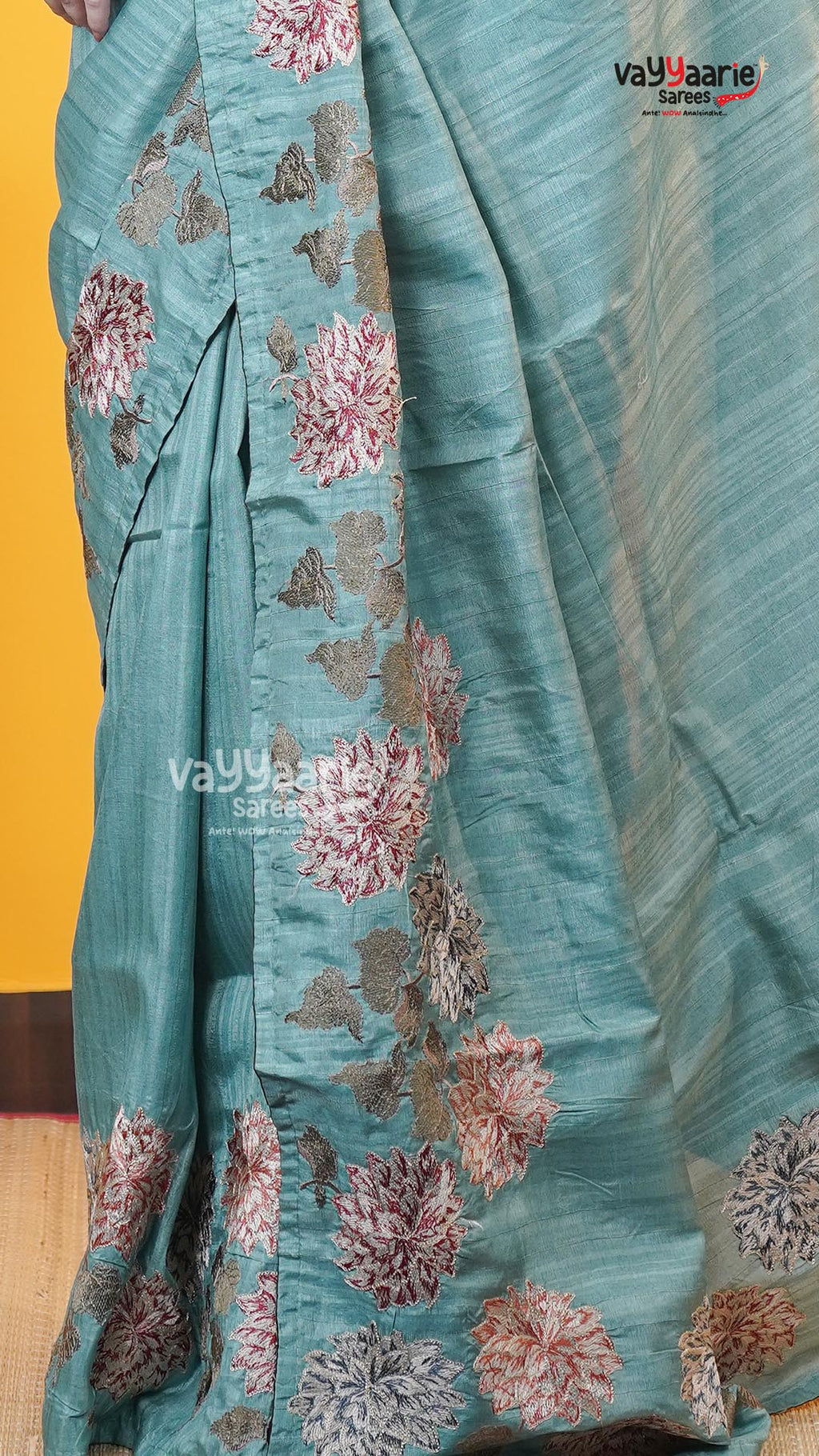Rama Green Tusser Saree | Fancy Ethnic Wear Saree | Vayyaarie Sarees