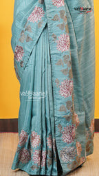 Rama Green Tusser Saree | Fancy Ethnic Wear Saree | Vayyaarie Sarees