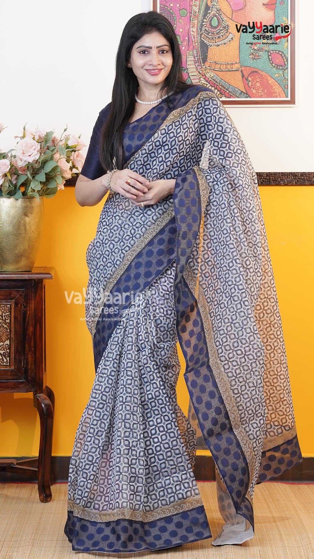 Blue Silk Kota Saree | Classic Handloom Saree | Vayyaarie Sarees