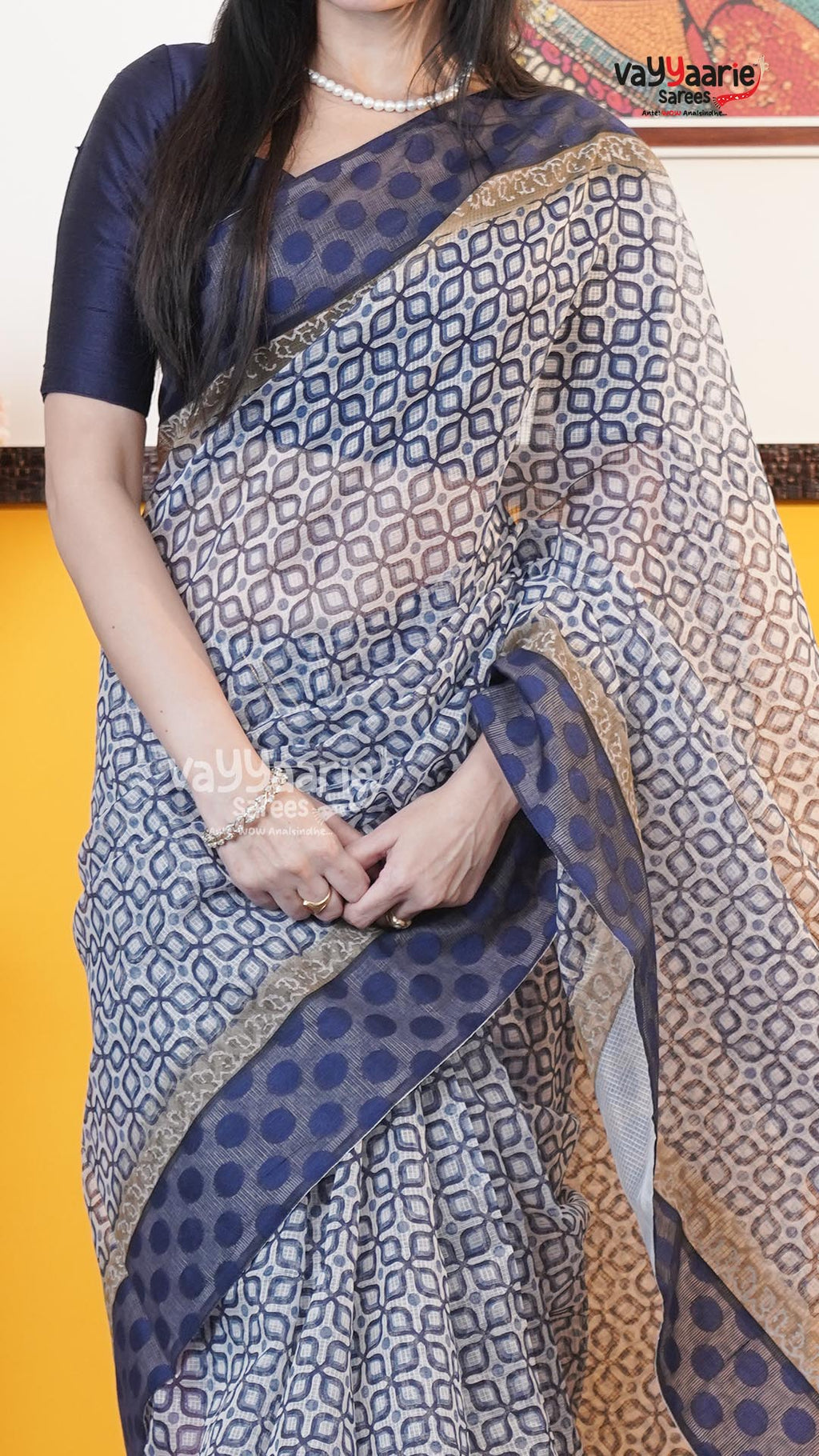 Blue Silk Kota Saree | Classic Handloom Saree | Vayyaarie Sarees