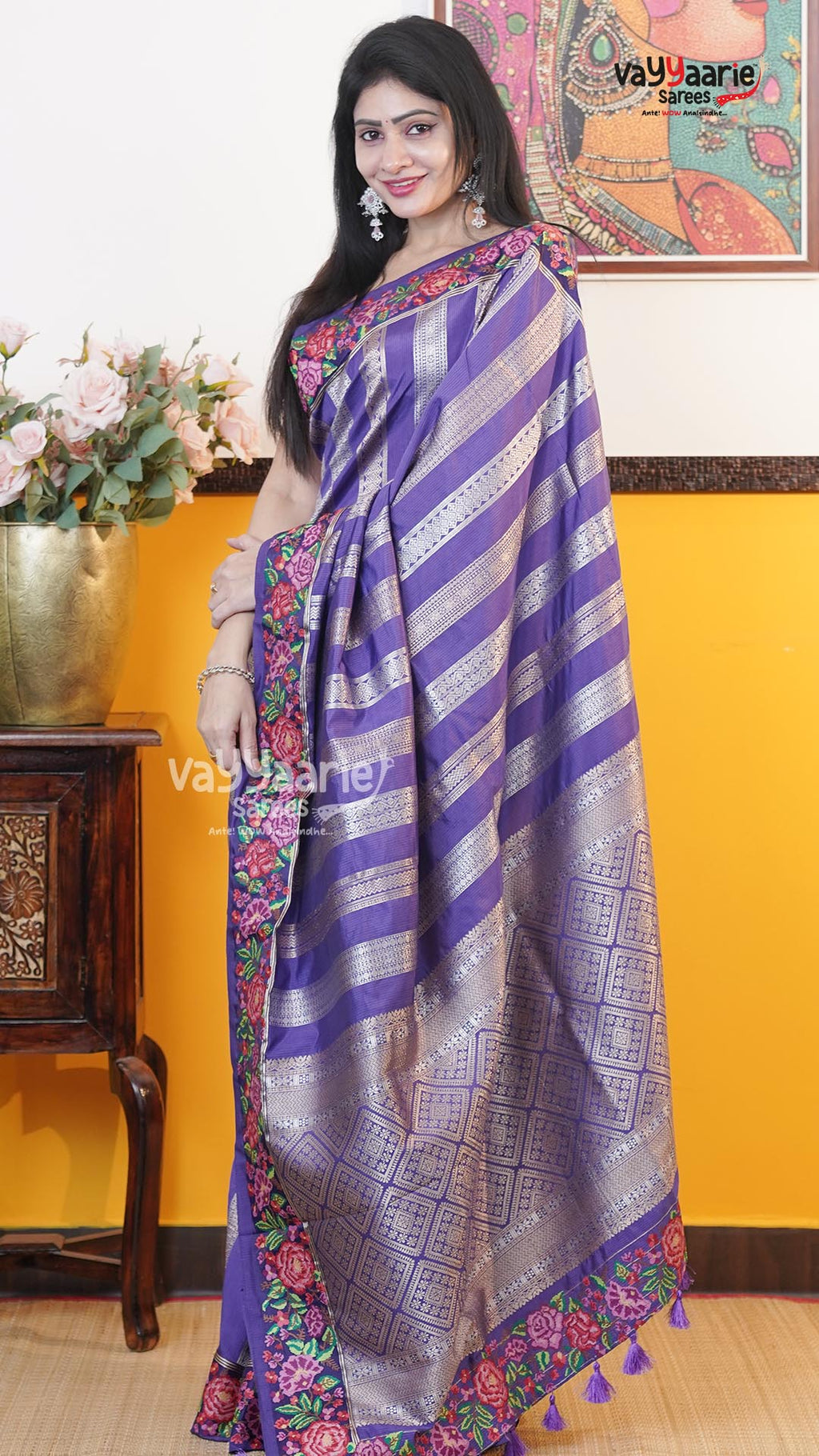 Violet Fancy Saree | Traditional Ethnic Saree | Vayyaarie Sarees