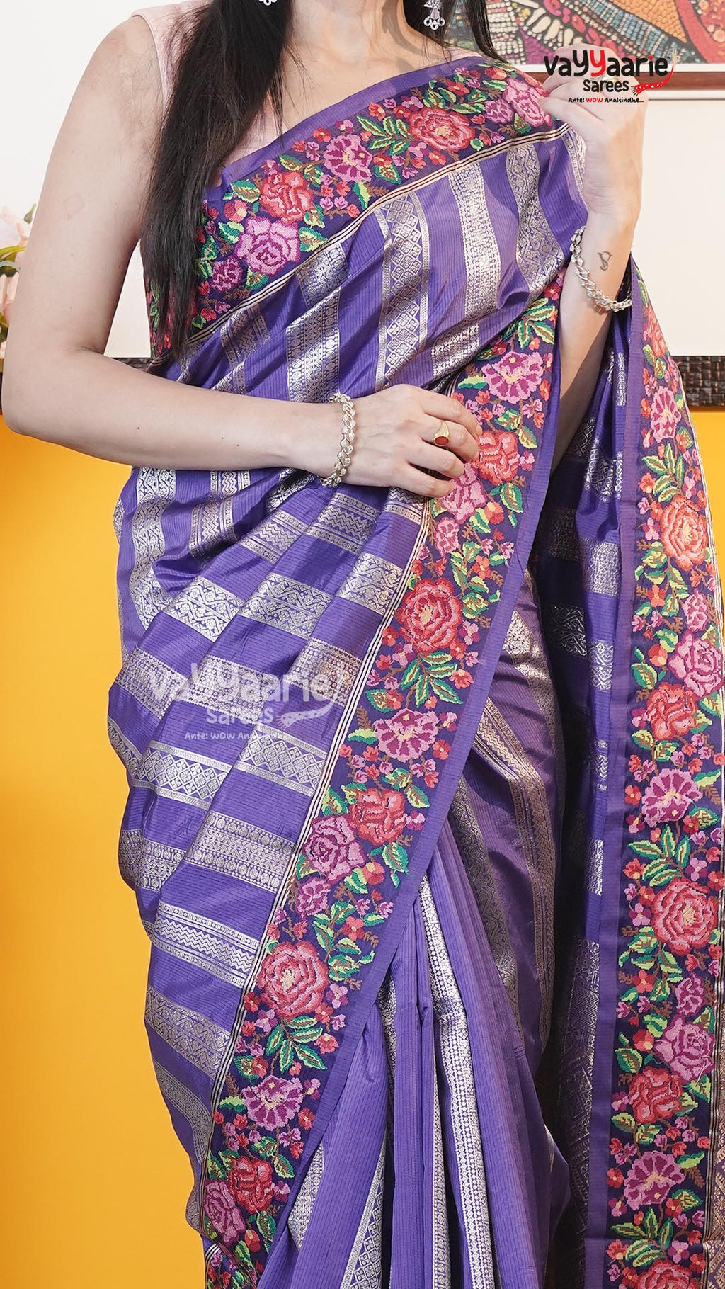 Violet Fancy Saree | Traditional Ethnic Saree | Vayyaarie Sarees