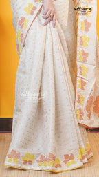 Cream Tusser Saree | Fancy Ethnic Wear Saree | Vayyaarie Sarees