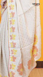 Cream Tusser Saree | Fancy Ethnic Wear Saree | Vayyaarie Sarees
