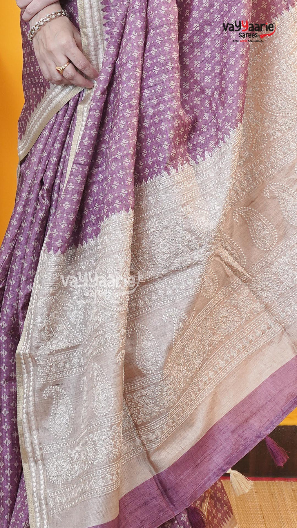 Purple Tusser Saree | Fancy Ethnic Wear Saree | Vayyaarie Sarees