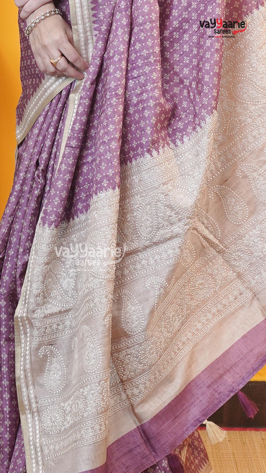 Purple Tusser Saree | Fancy Ethnic Wear Saree | Vayyaarie Sarees