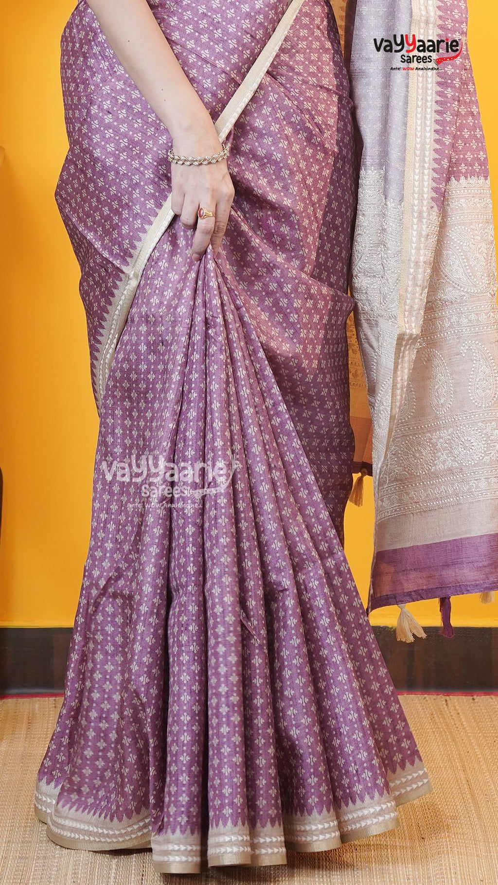 Purple Tusser Saree | Fancy Ethnic Wear Saree | Vayyaarie Sarees