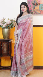 Pink Tusser Saree | Fancy Ethnic Wear Saree | Vayyaarie Sarees