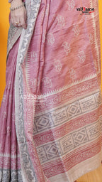 Pink Tusser Saree | Fancy Ethnic Wear Saree | Vayyaarie Sarees