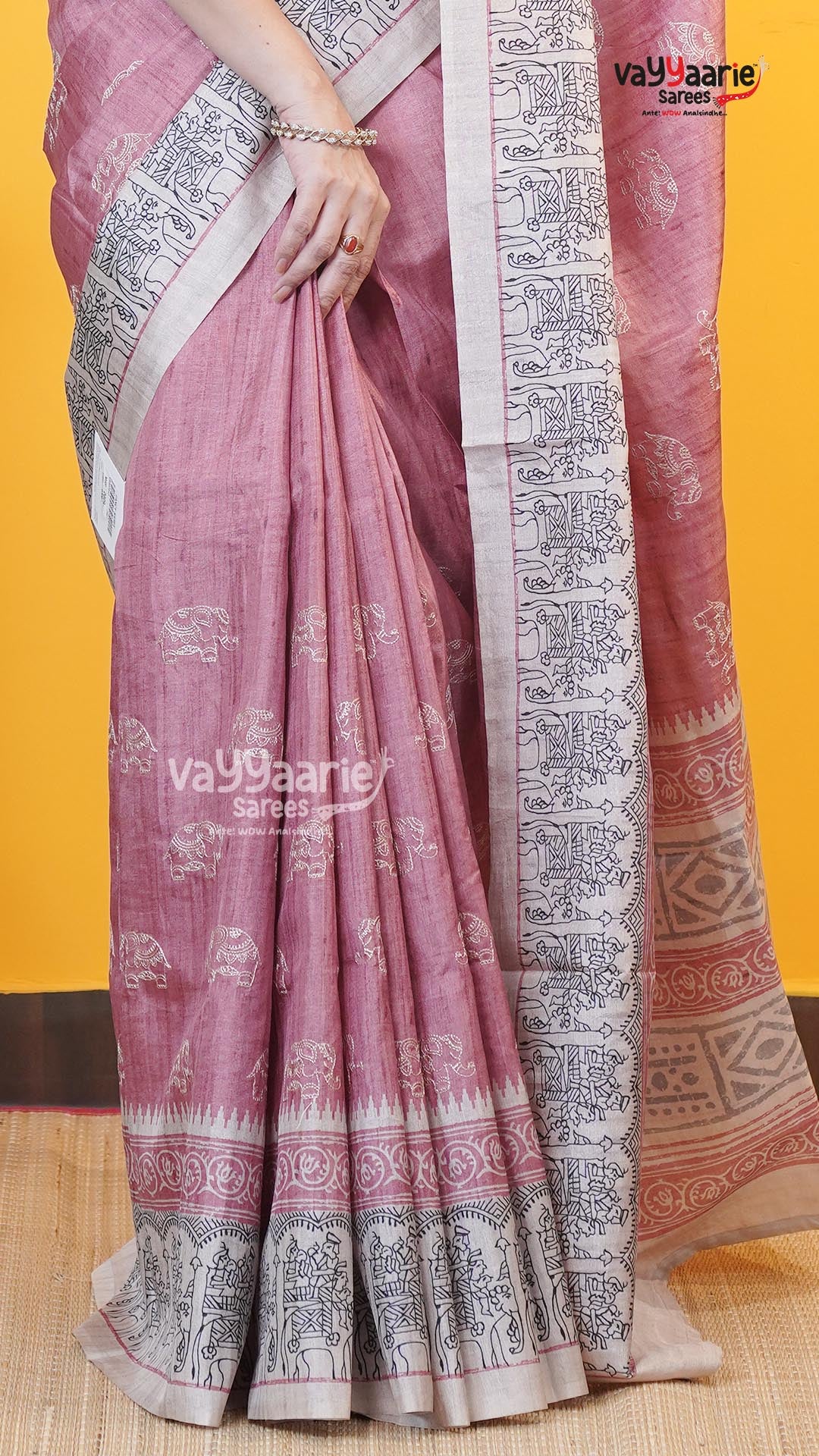 Pink Tusser Saree | Fancy Ethnic Wear Saree | Vayyaarie Sarees