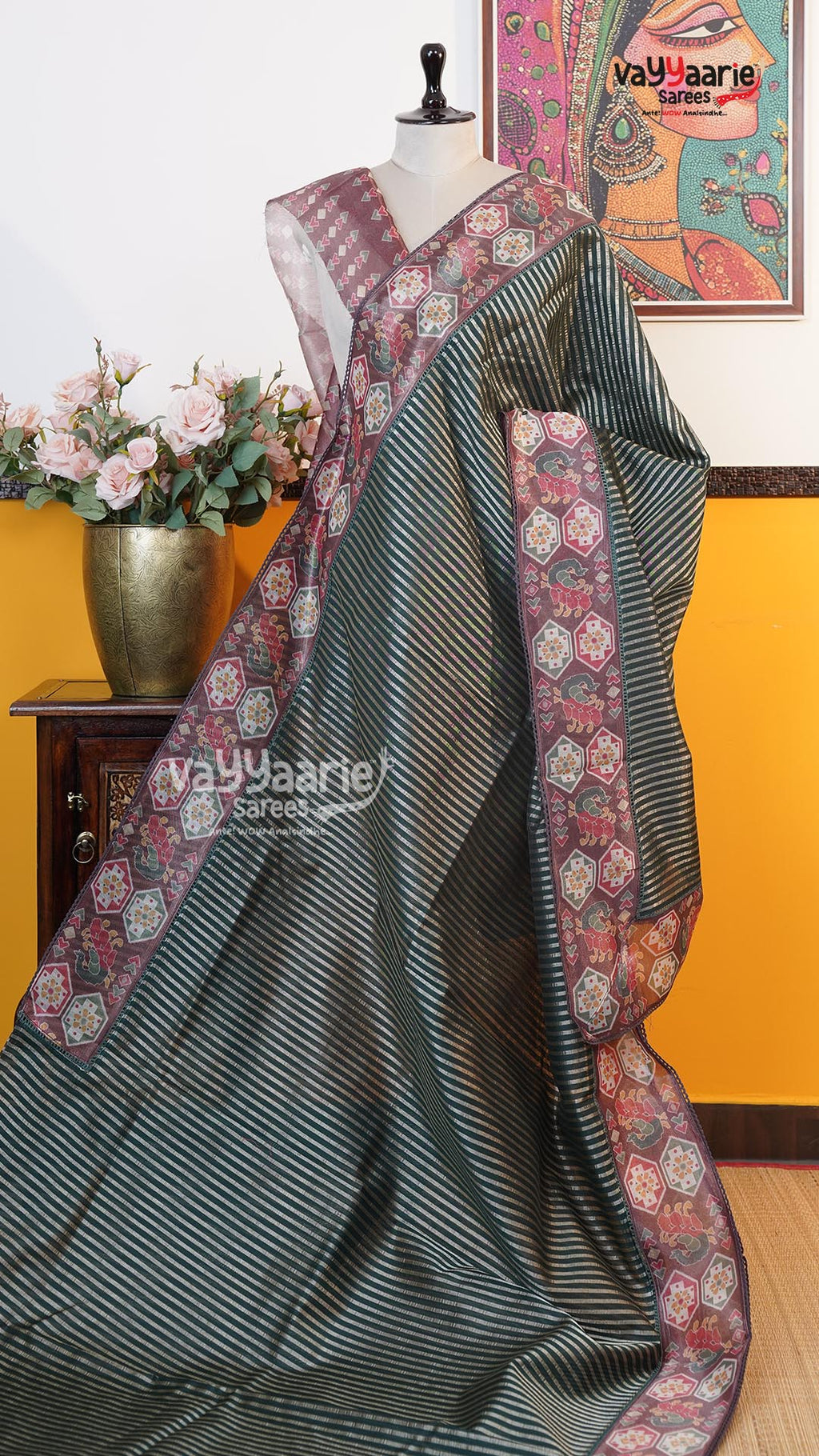 Dark Green Fancy Saree | Fancy Ethnic Wear Saree | Vayyaarie Sarees