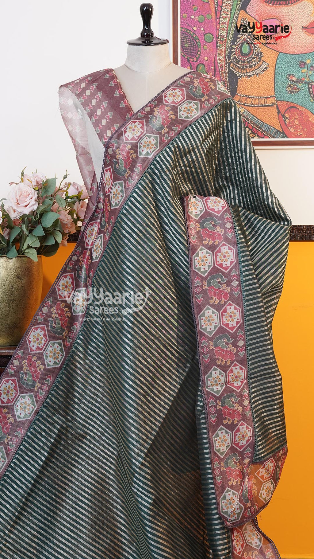 Dark Green Fancy Saree | Fancy Ethnic Wear Saree | Vayyaarie Sarees