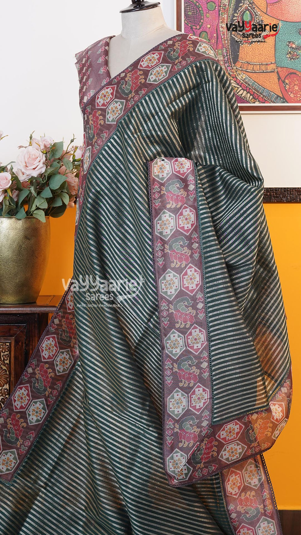 Dark Green Fancy Saree | Fancy Ethnic Wear Saree | Vayyaarie Sarees