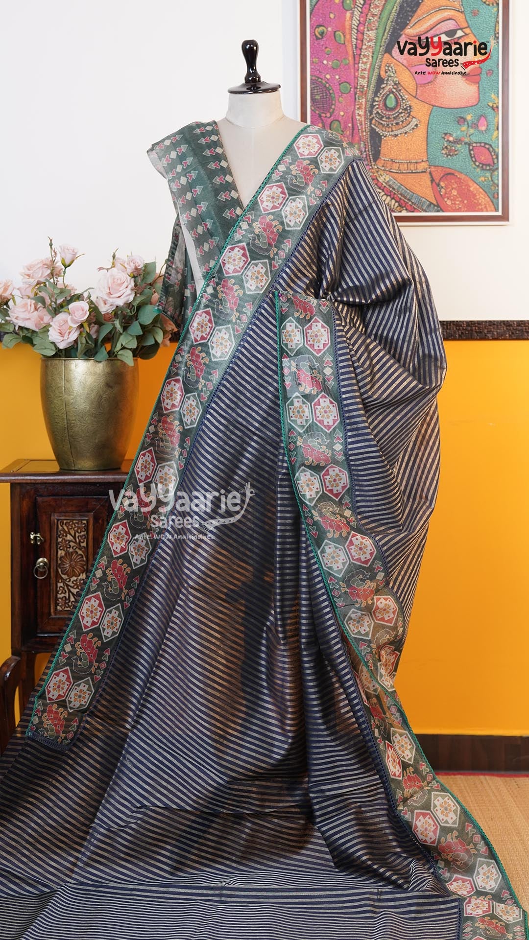 Navy Blue Fancy Saree | Fancy Ethnic Wear Saree | Vayyaarie Sarees