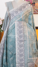 Sea Green Tusser Saree | Fancy Ethnic Wear Saree | Vayyaarie Sarees