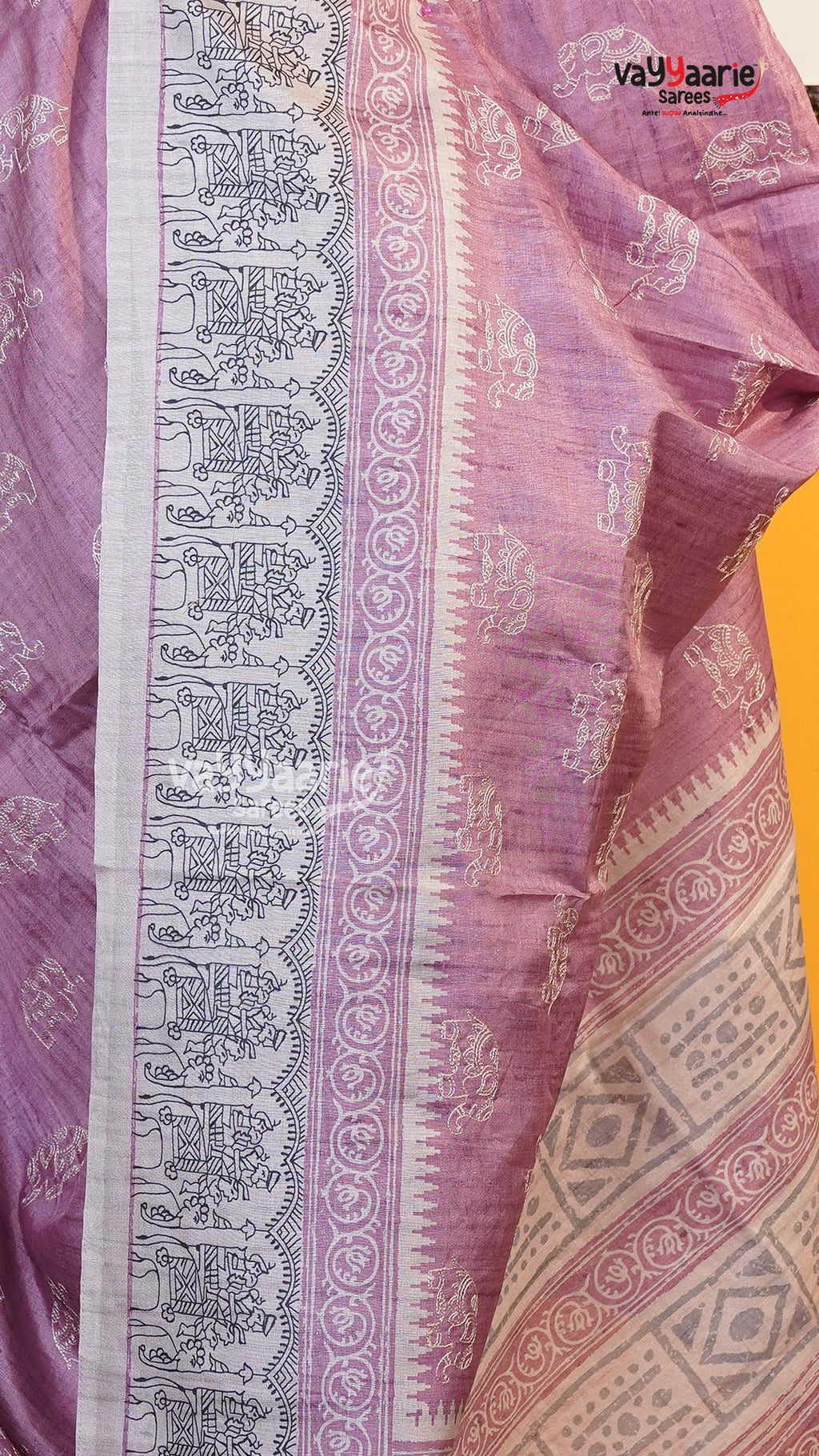 Onion Pink Tusser Saree | Fancy Ethnic Wear Saree | Vayyaarie Sarees