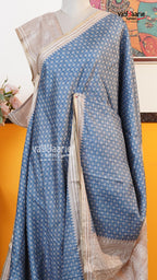 Blue Tusser Saree | Fancy Ethnic Wear Saree | Vayyaarie Sarees