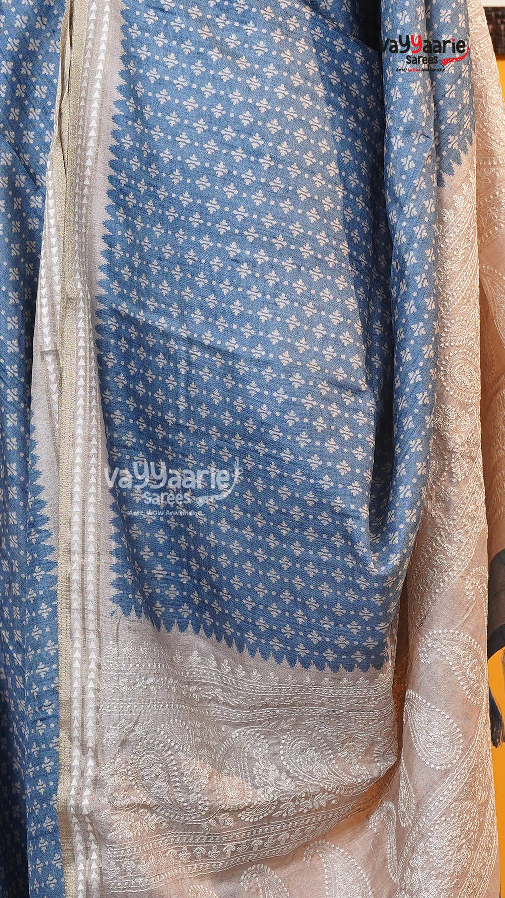 Blue Tusser Saree | Fancy Ethnic Wear Saree | Vayyaarie Sarees