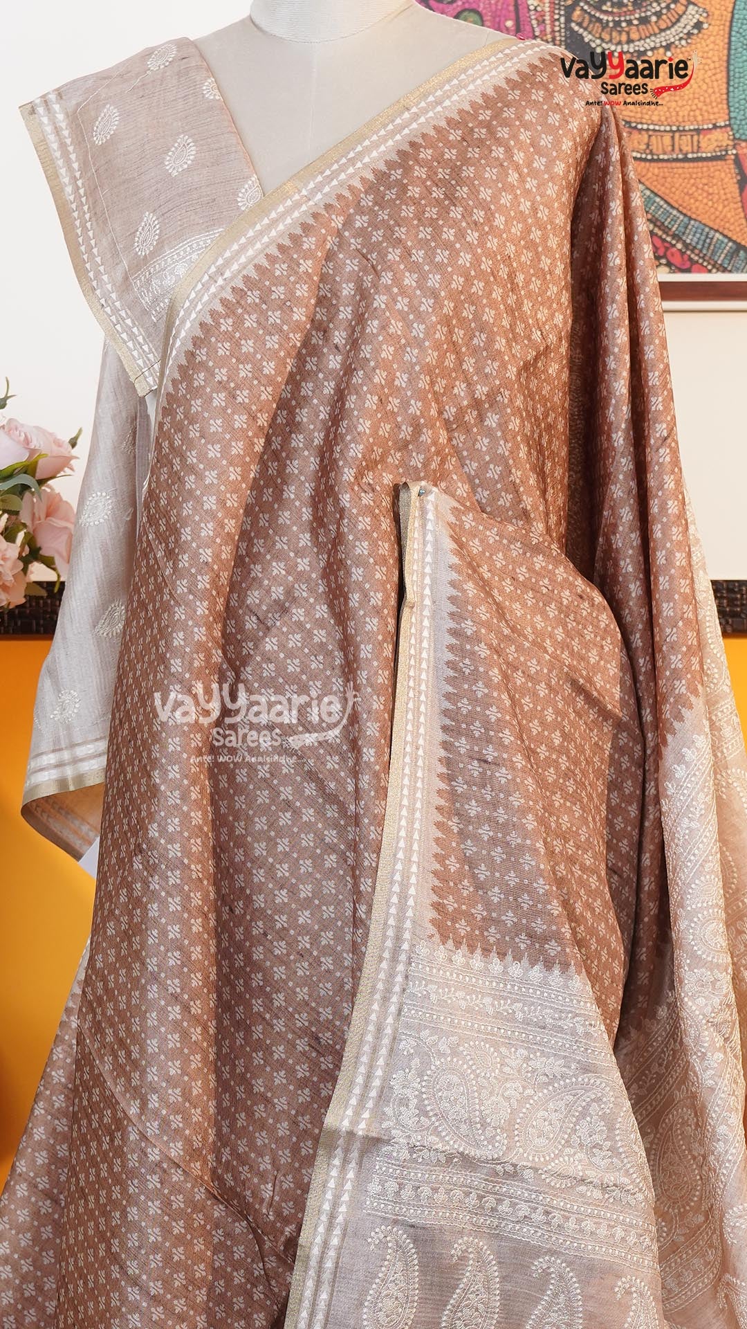 Maroon Tusser Saree | Fancy Ethnic Wear Saree | Vayyaarie Sarees