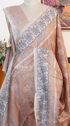 Biscuit Tusser Saree | Fancy Ethnic Wear Saree | Vayyaarie Sarees