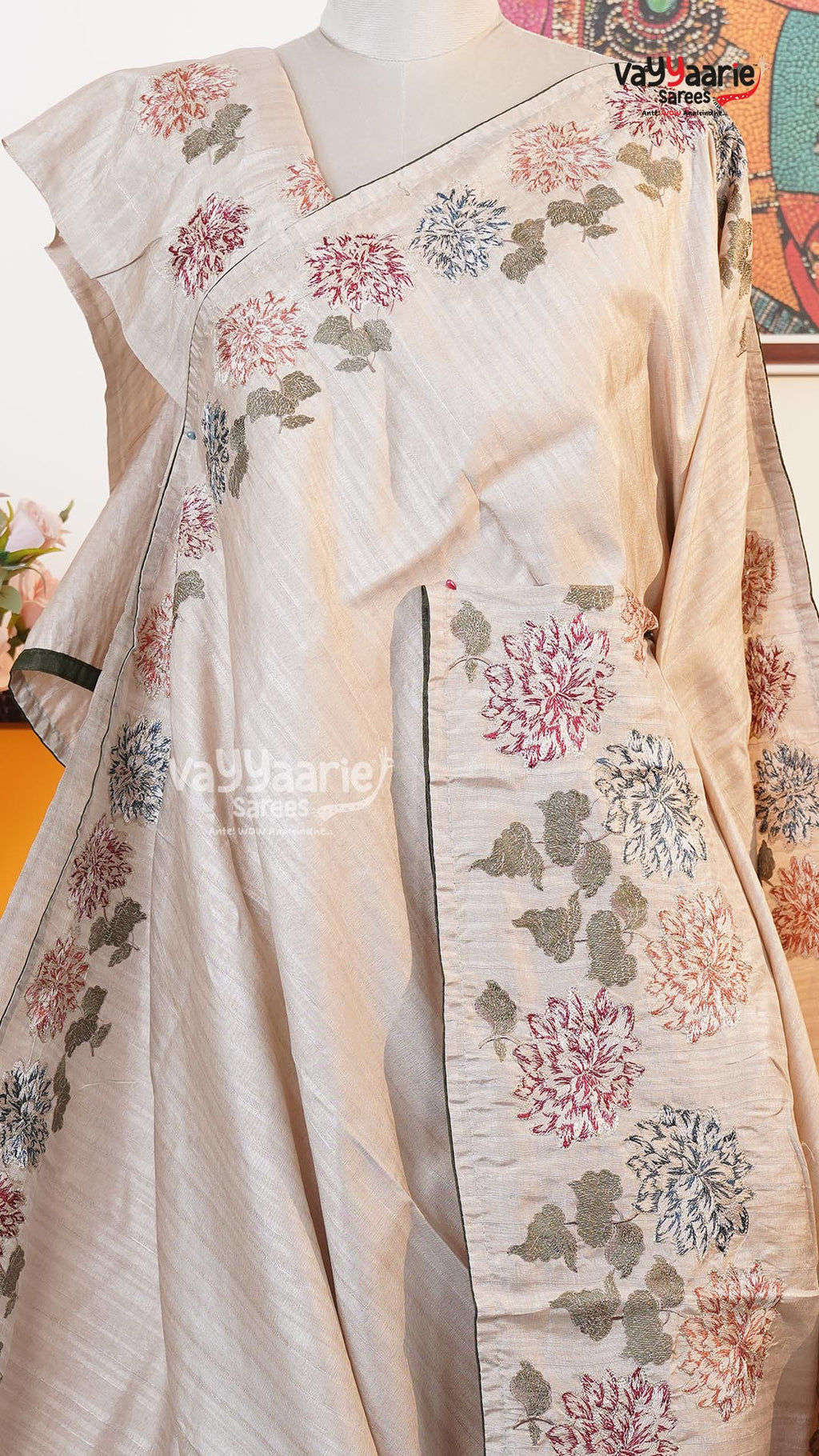 Biscuit Tusser Saree | Fancy Ethnic Wear Saree | Vayyaarie Sarees