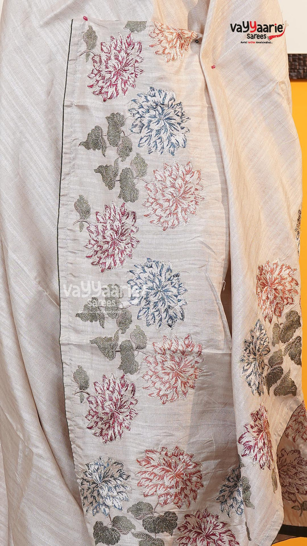 Biscuit Tusser Saree | Fancy Ethnic Wear Saree | Vayyaarie Sarees