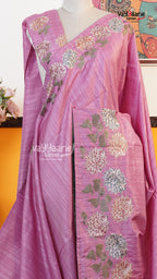 Pink Tusser Saree | Fancy Ethnic Wear Saree | Vayyaarie Sarees