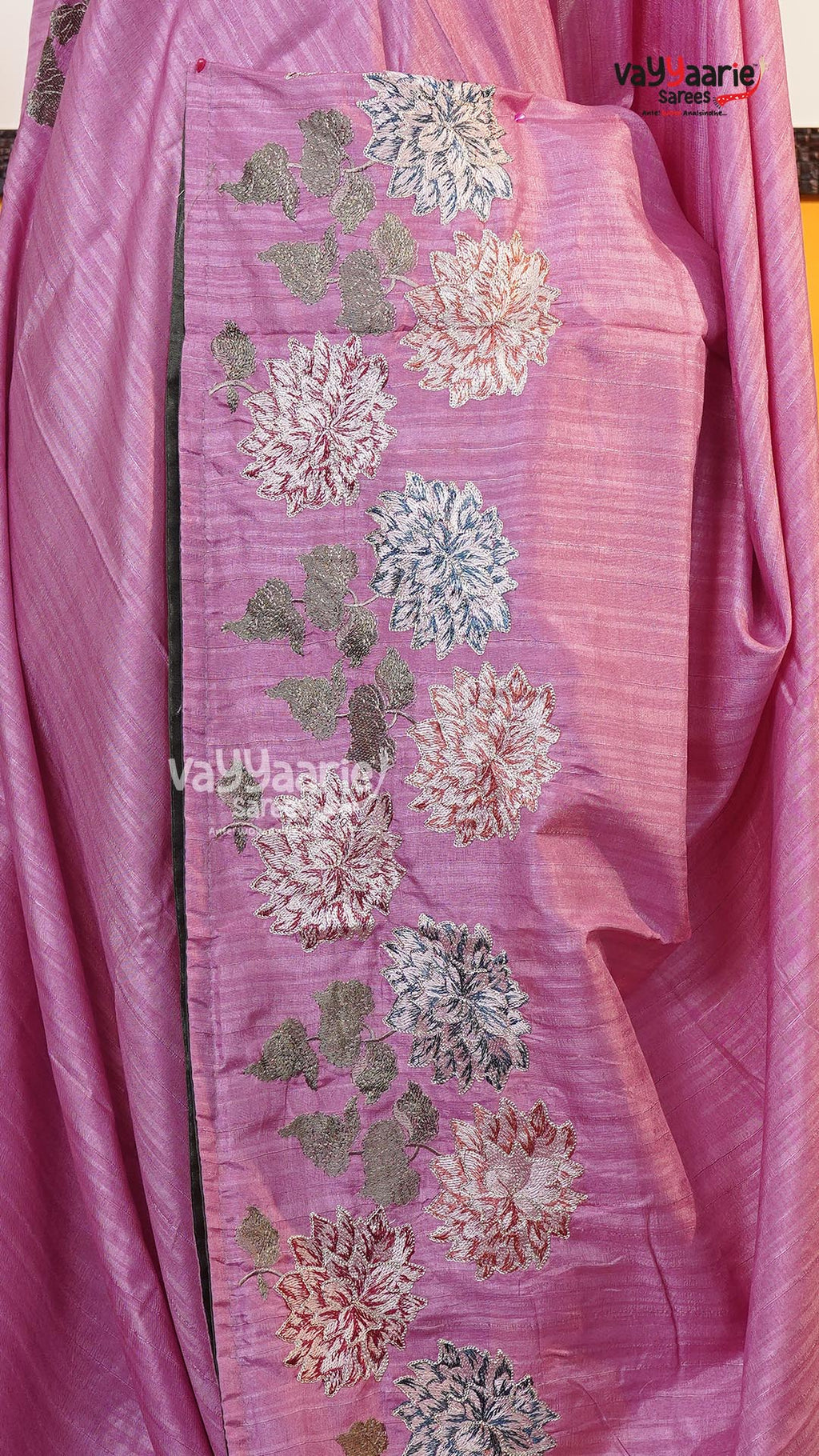 Pink Tusser Saree | Fancy Ethnic Wear Saree | Vayyaarie Sarees