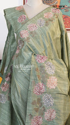Pista Green Tusser Saree | Fancy Ethnic Wear Saree | Vayyaarie Sarees