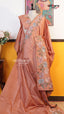 Peach Tusser Saree | Fancy Ethnic Wear Saree | Vayyaarie Sarees
