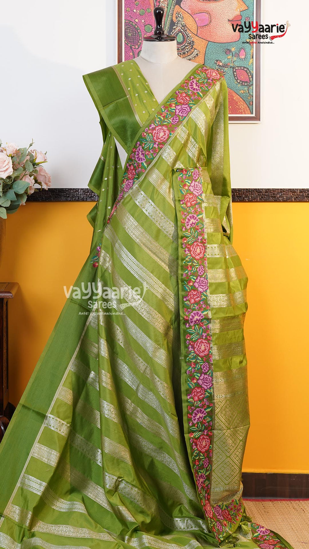 Green Fancy Saree | Traditional Ethnic Saree | Vayyaarie Sarees