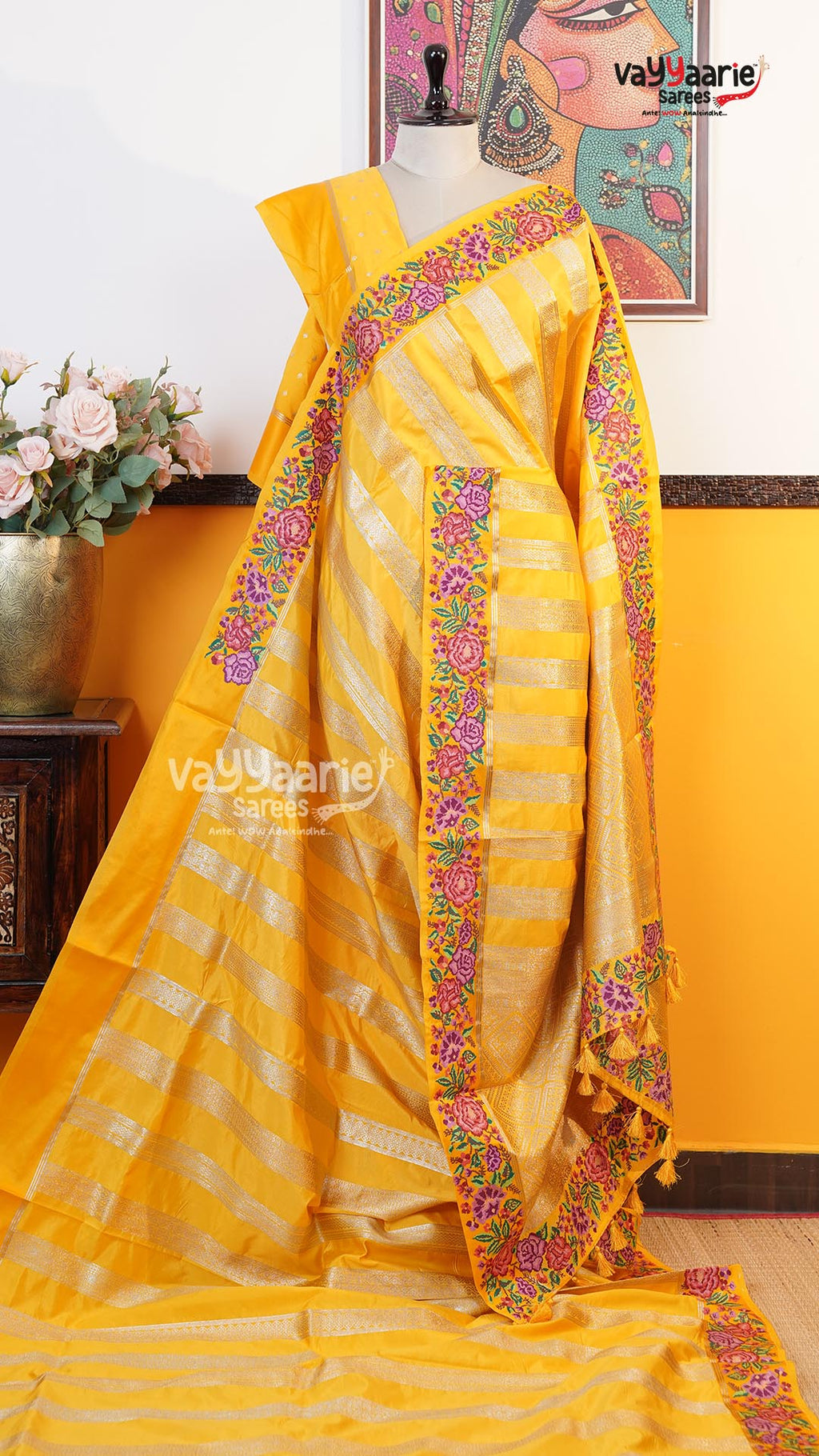 Yellow Fancy Saree | Traditional Ethnic Saree | Vayyaarie Sarees