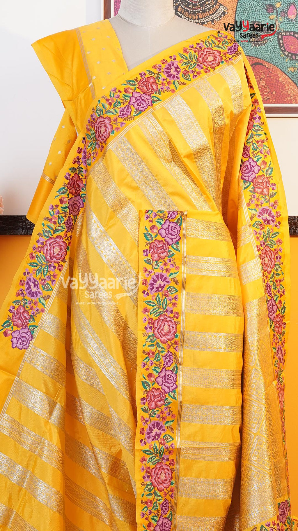 Yellow Fancy Saree | Traditional Ethnic Saree | Vayyaarie Sarees