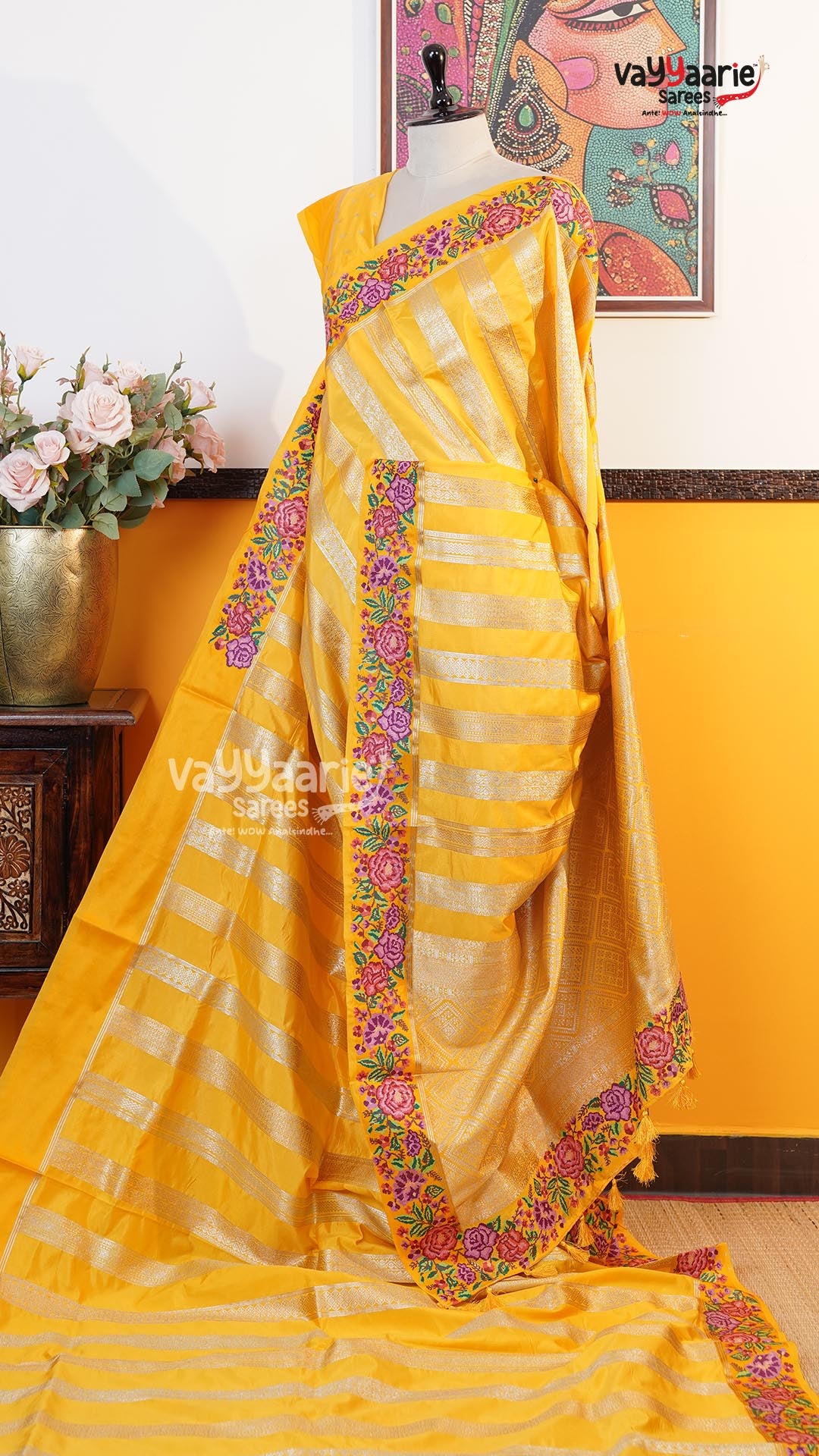 Yellow Fancy Saree | Traditional Ethnic Saree | Vayyaarie Sarees