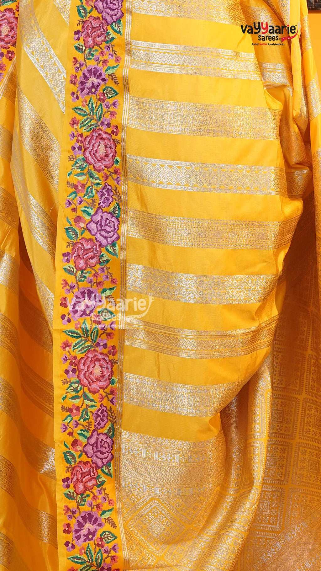Yellow Fancy Saree | Traditional Ethnic Saree | Vayyaarie Sarees